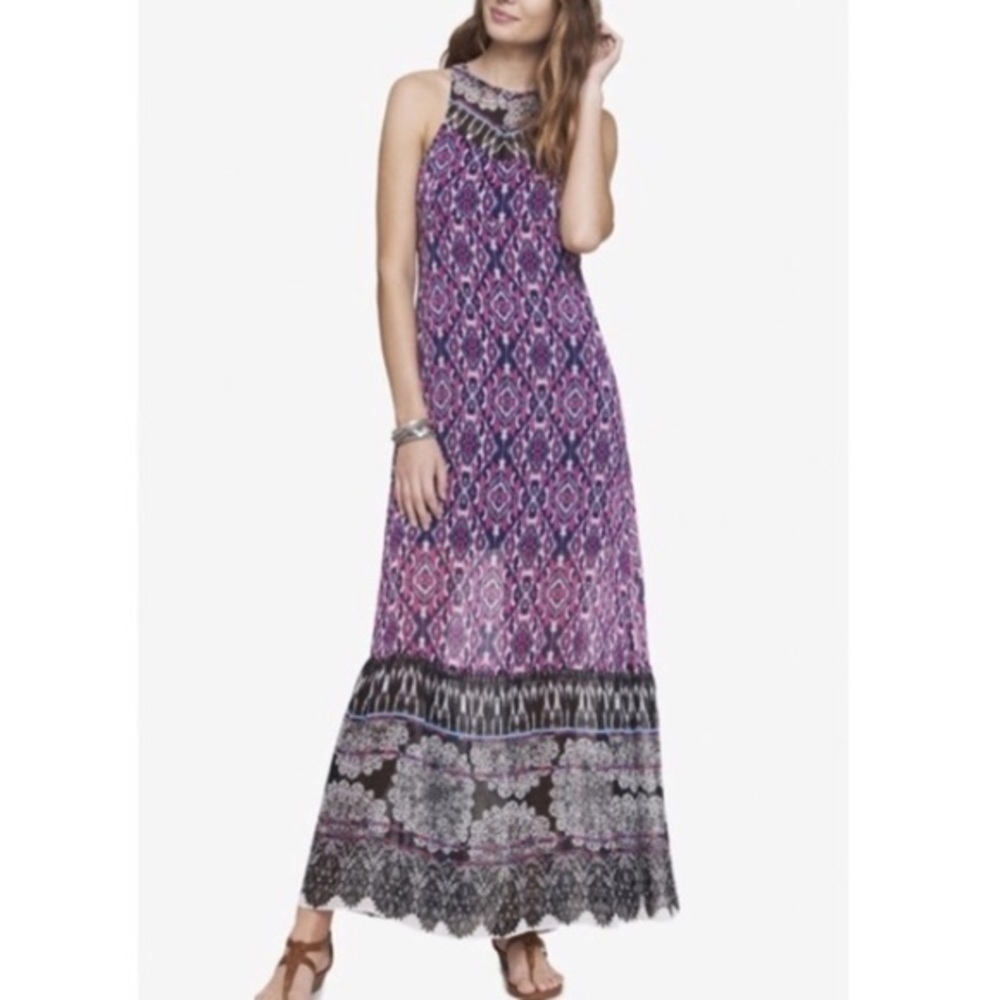 Express Sheer Printed Maxi Dress